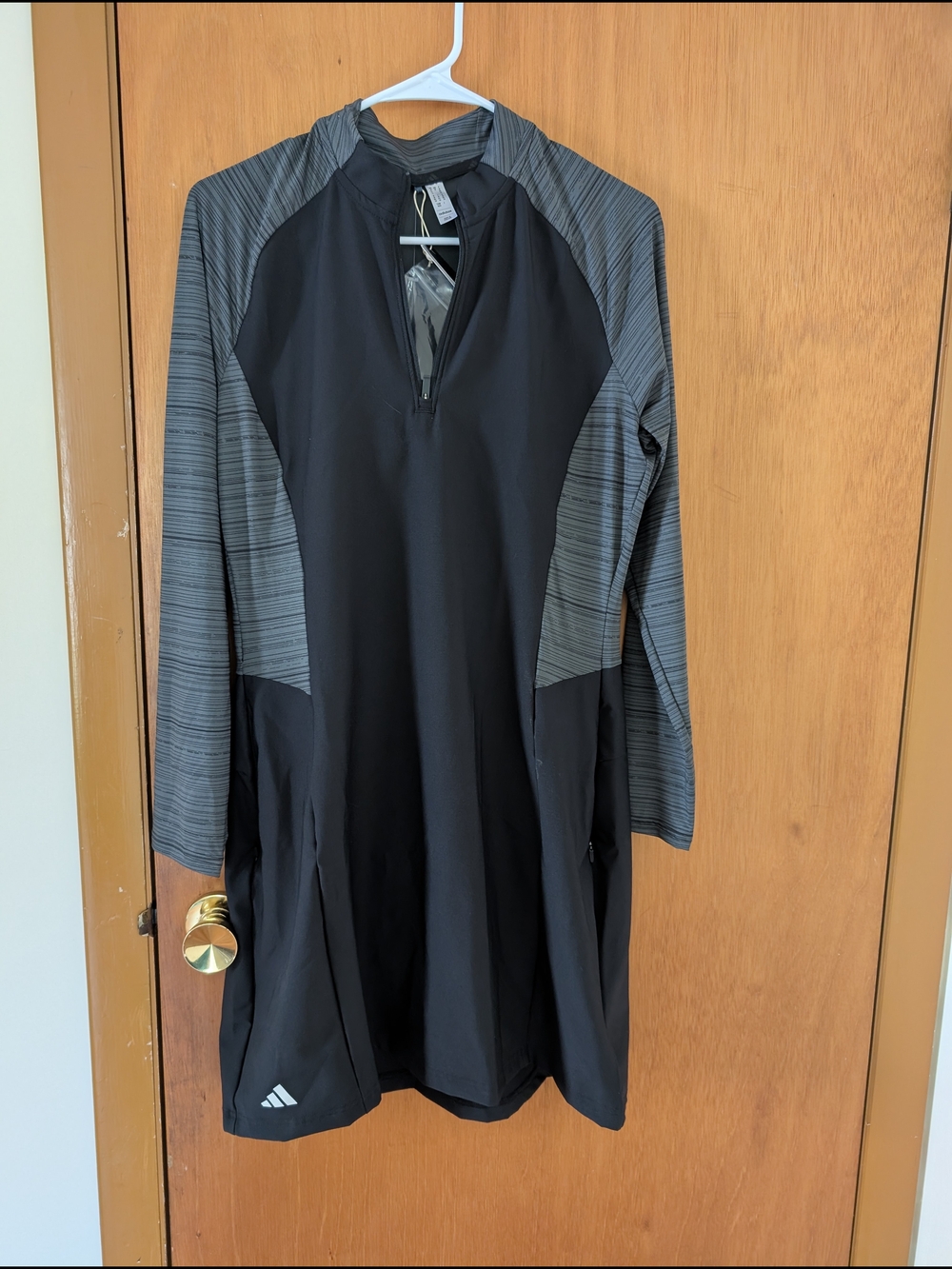 adidas Black and Gray Long-Sleeve Golf Dress